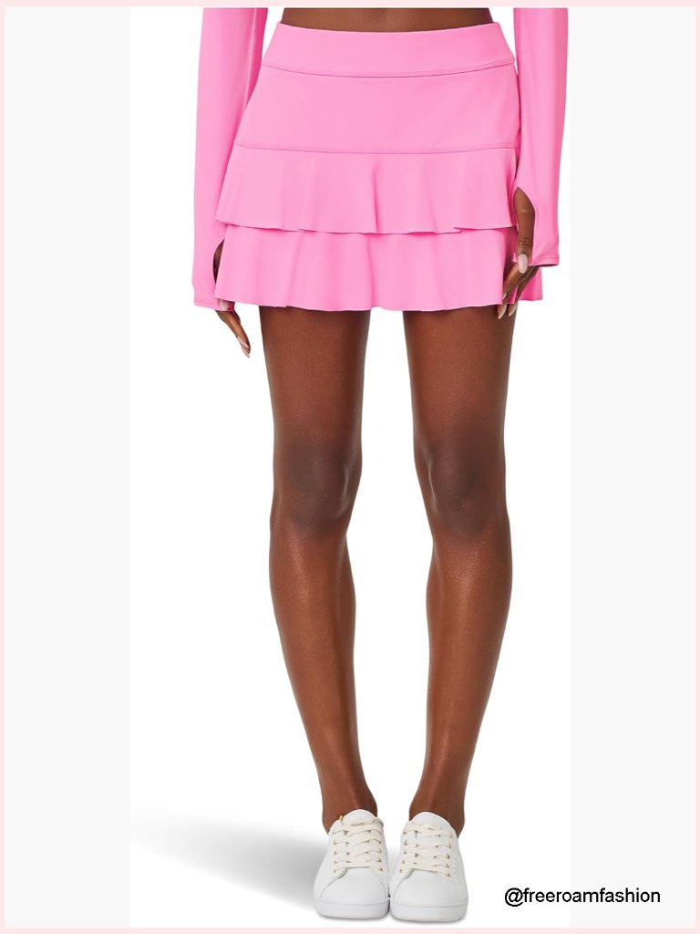 Upf 50+ Lunan Skort With Built-In Shorts Pocket Low Rise Floral Ruffle
